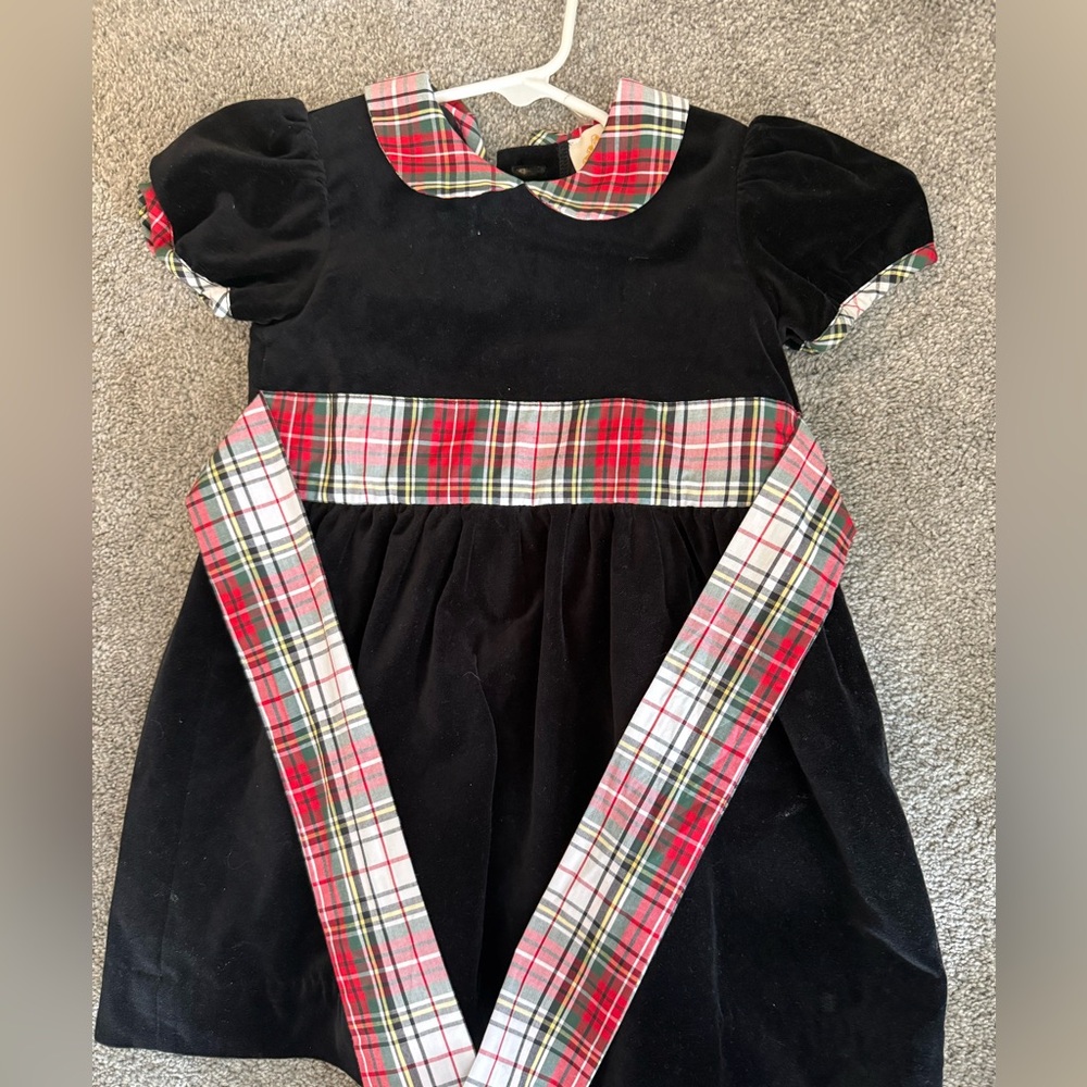 The Beaufort Bonnet Company Black Dress with Plaid Trim